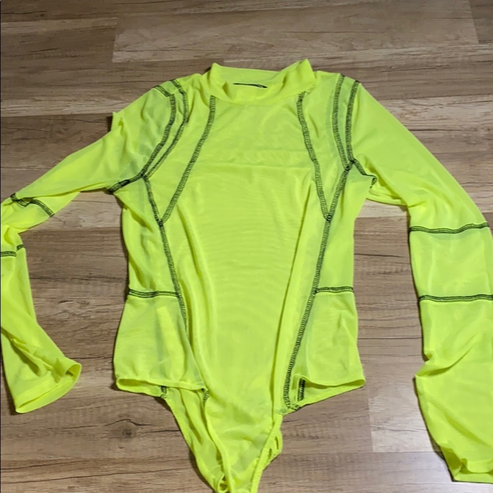 Fashion Nova-Neon Green Mesh bodysuit
